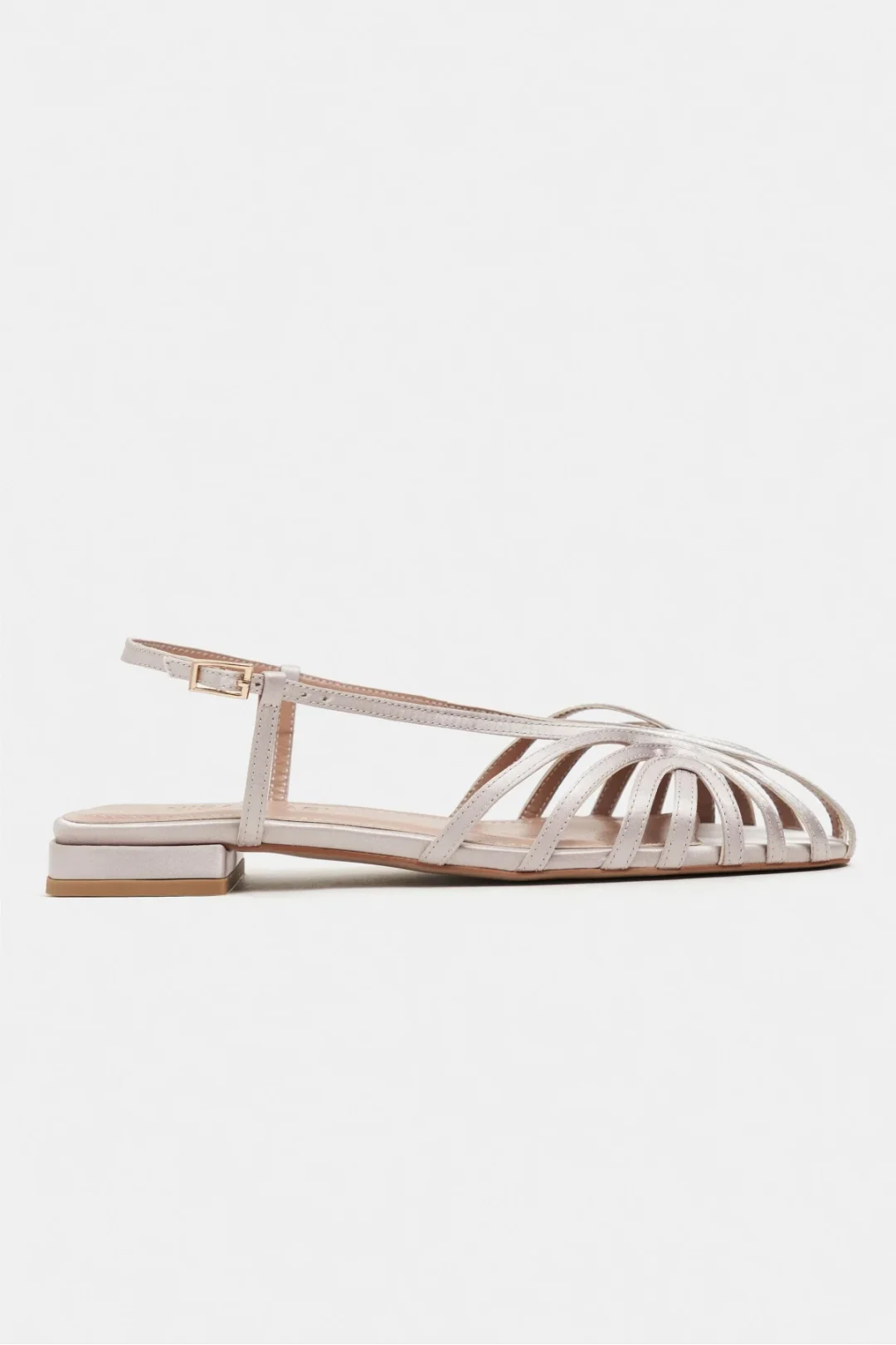 Leny Satin Caged Strap Slingback Ballet Flat