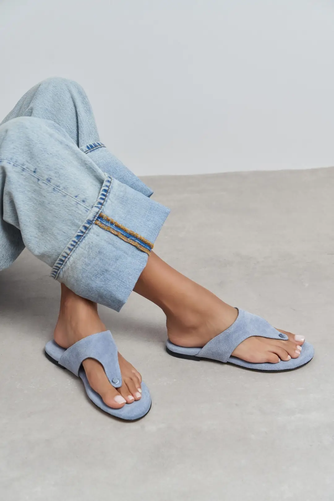 Almira Suede Leather Flat Sandals