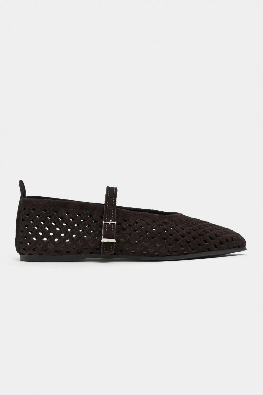 Belinda Suede Leather Studded Buckle Detail Ballet Flat