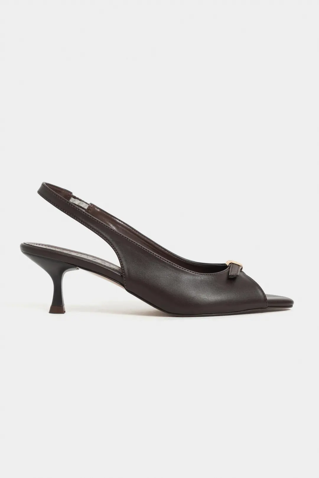 Rone Matte Pointed Toe Front Buckle Slim Heel Slingback