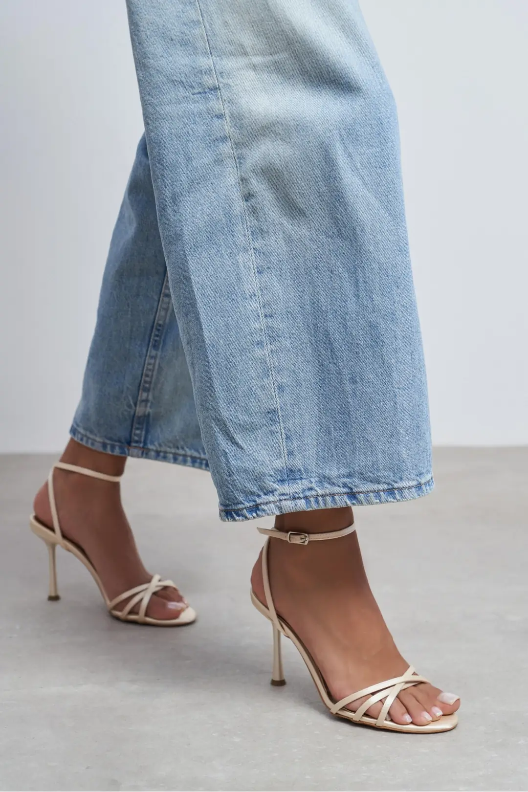 Ava Satin Cross Detail Ankle Tie Heel Shoe