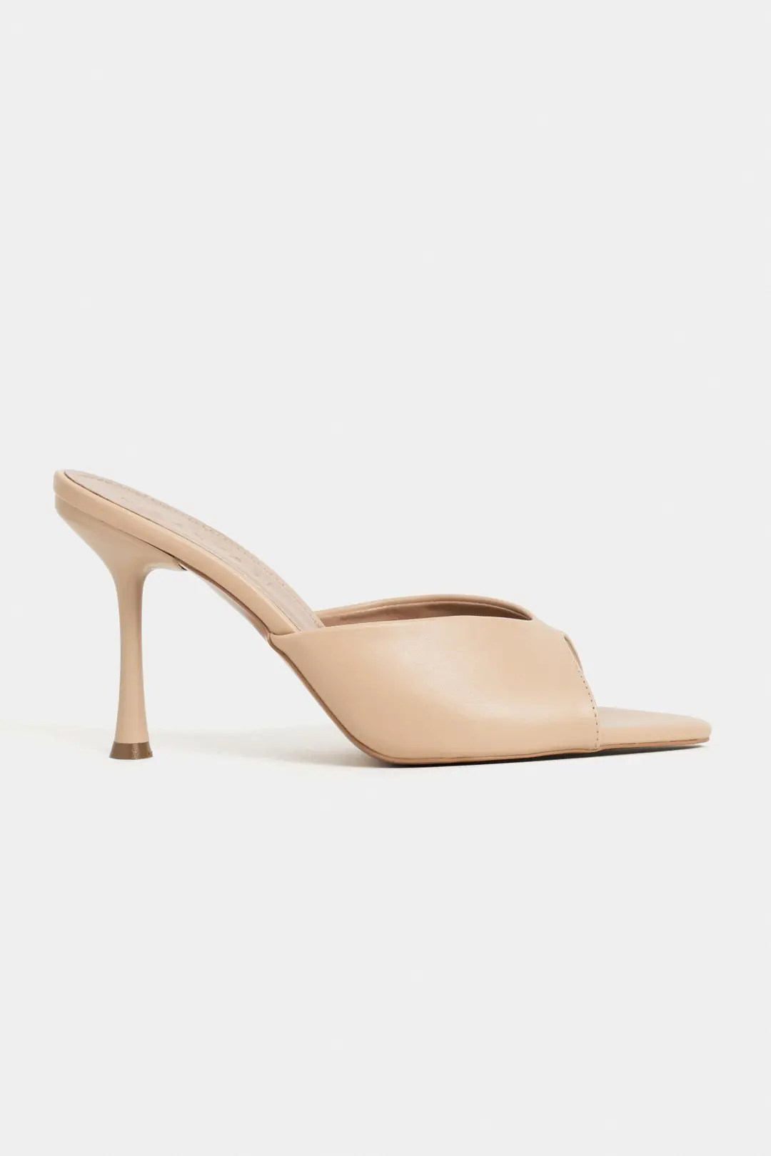 Rodi Matte Pointed Toe Slim Heel Mule — Nude