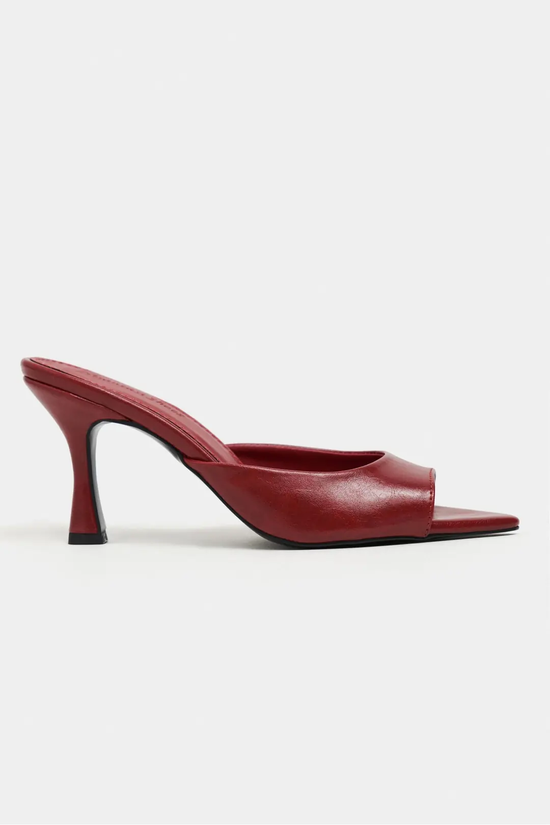 Fenrir Rustic Patterned Pointed Toe Slim Heel Mules — Red