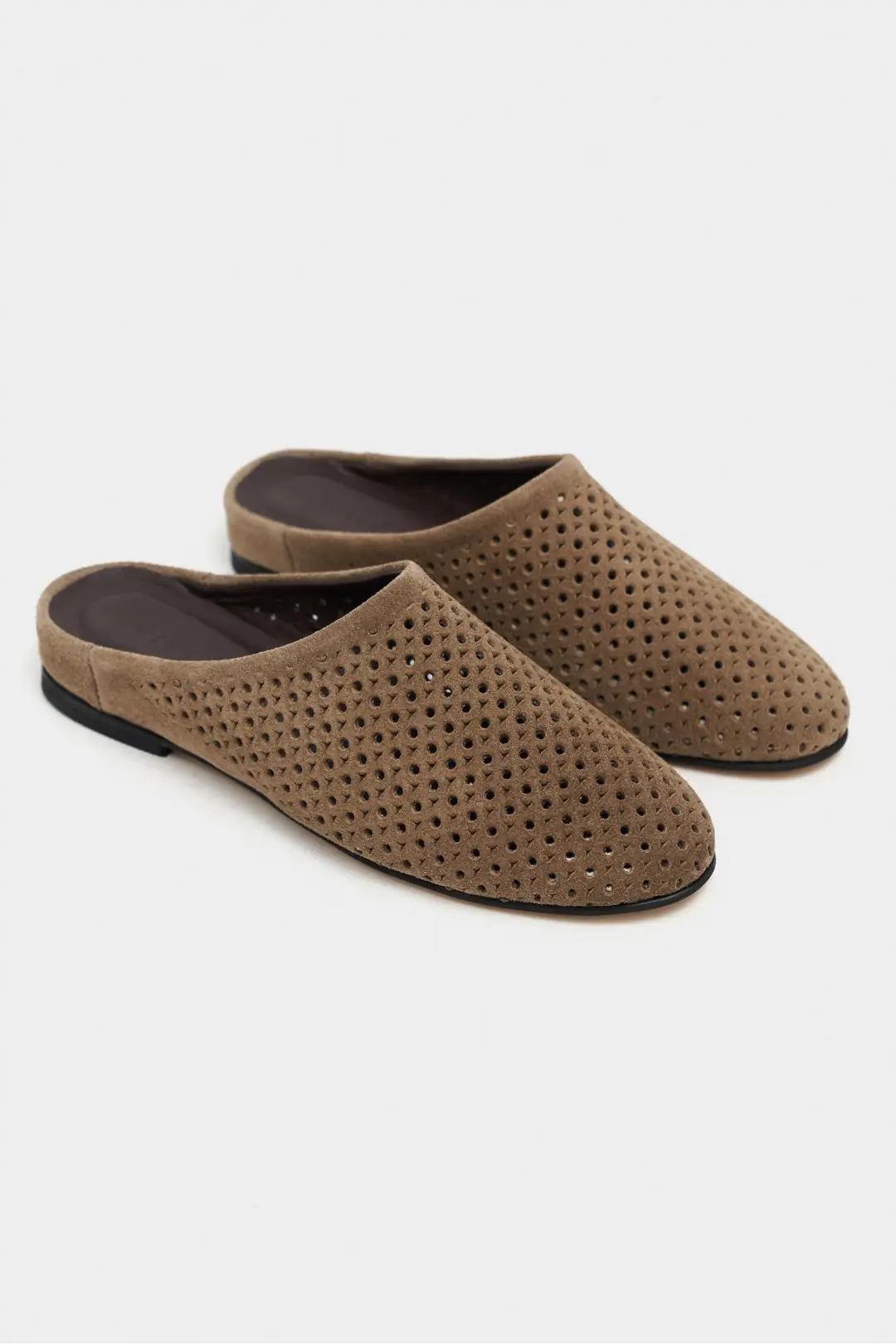 Palya Suede Studded Genuine Leather Flat Mule